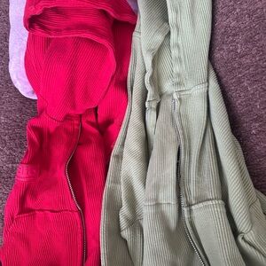 Red and Green Ribbed Brandon Blackwood Zip-Up Hoodies